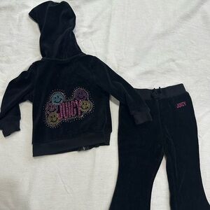 Juicy Couture Black Velour Hoodie Set baby girl 12m